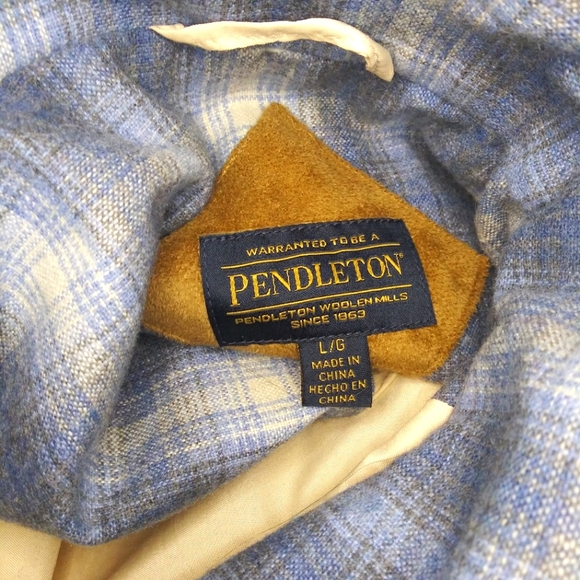 Pendleton Blue Plaid Trimmed Ivory  Zip-Front Teddy Jacket - Picture 10 of 13